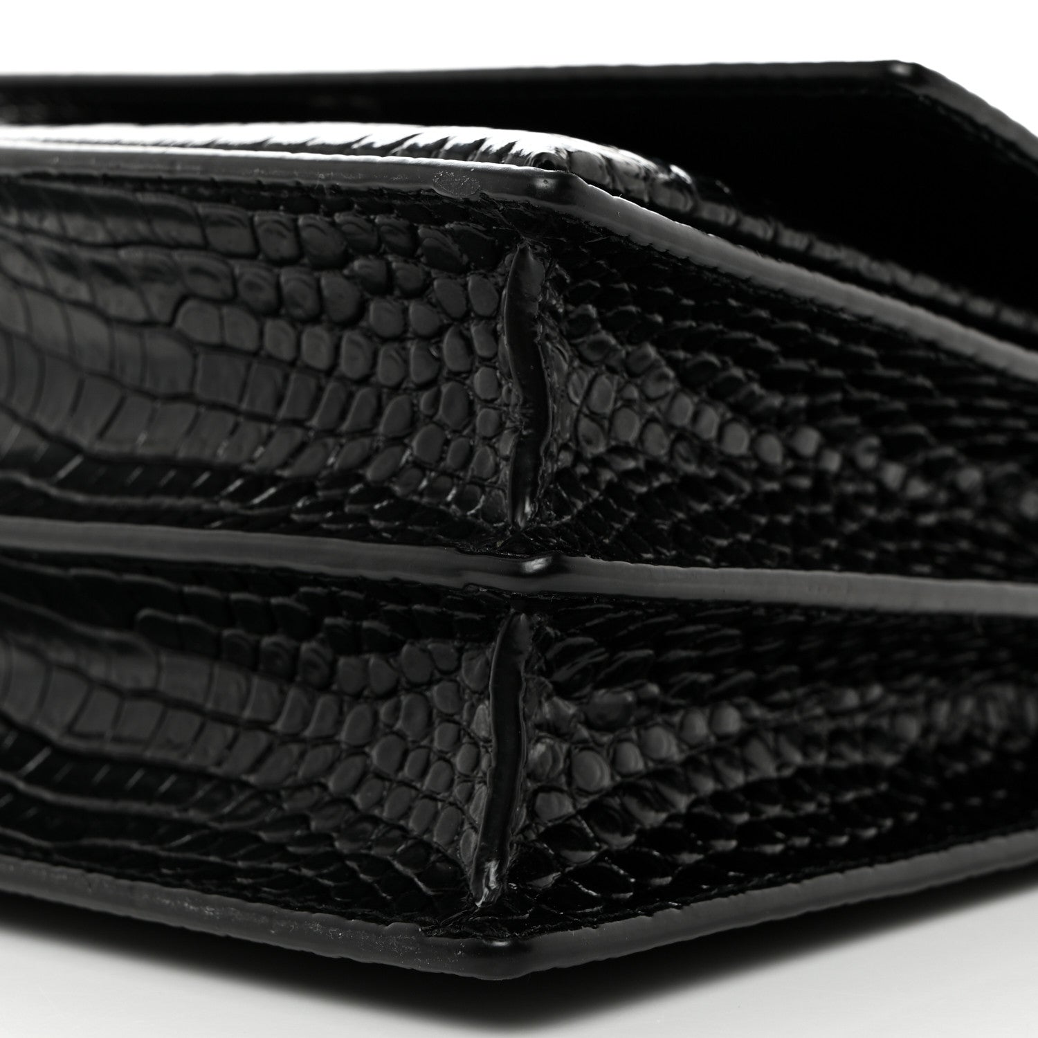 Saint Laurent Calfskin Crocodile Embossed Medium Monogram Sunset Black 11 of 12