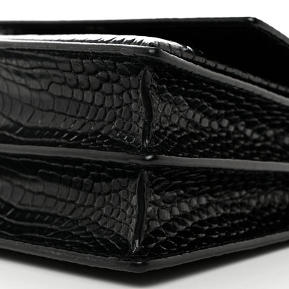 Saint Laurent Calfskin Crocodile Embossed Medium Monogram Sunset Black 11 of 12