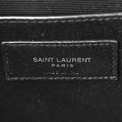 Saint Laurent Grain De Poudre Textured Mixed Matelasse Triquilt Medium Monogram Satchel Black 8 of 10