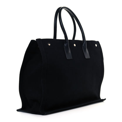 Saint Laurent Linen Calfskin Rive Gauche Tote Black 3 of 11