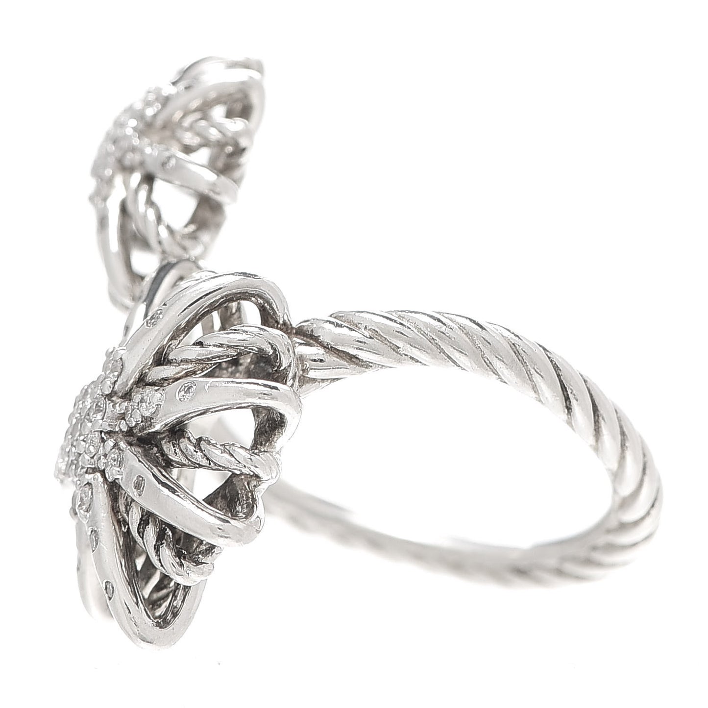 Sterling Silver Diamond 28mm Open Starburst Ring 52 6