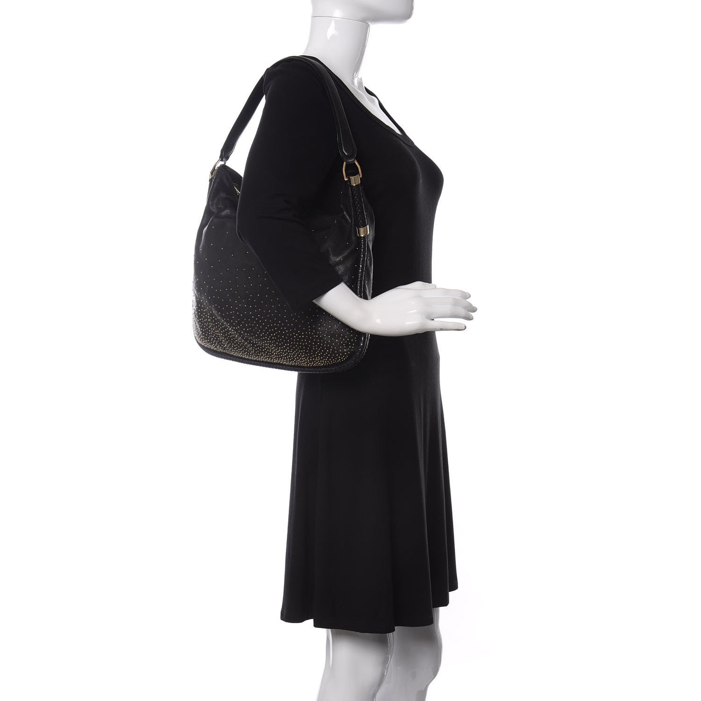Lambskin Zoe Studded Hobo Black