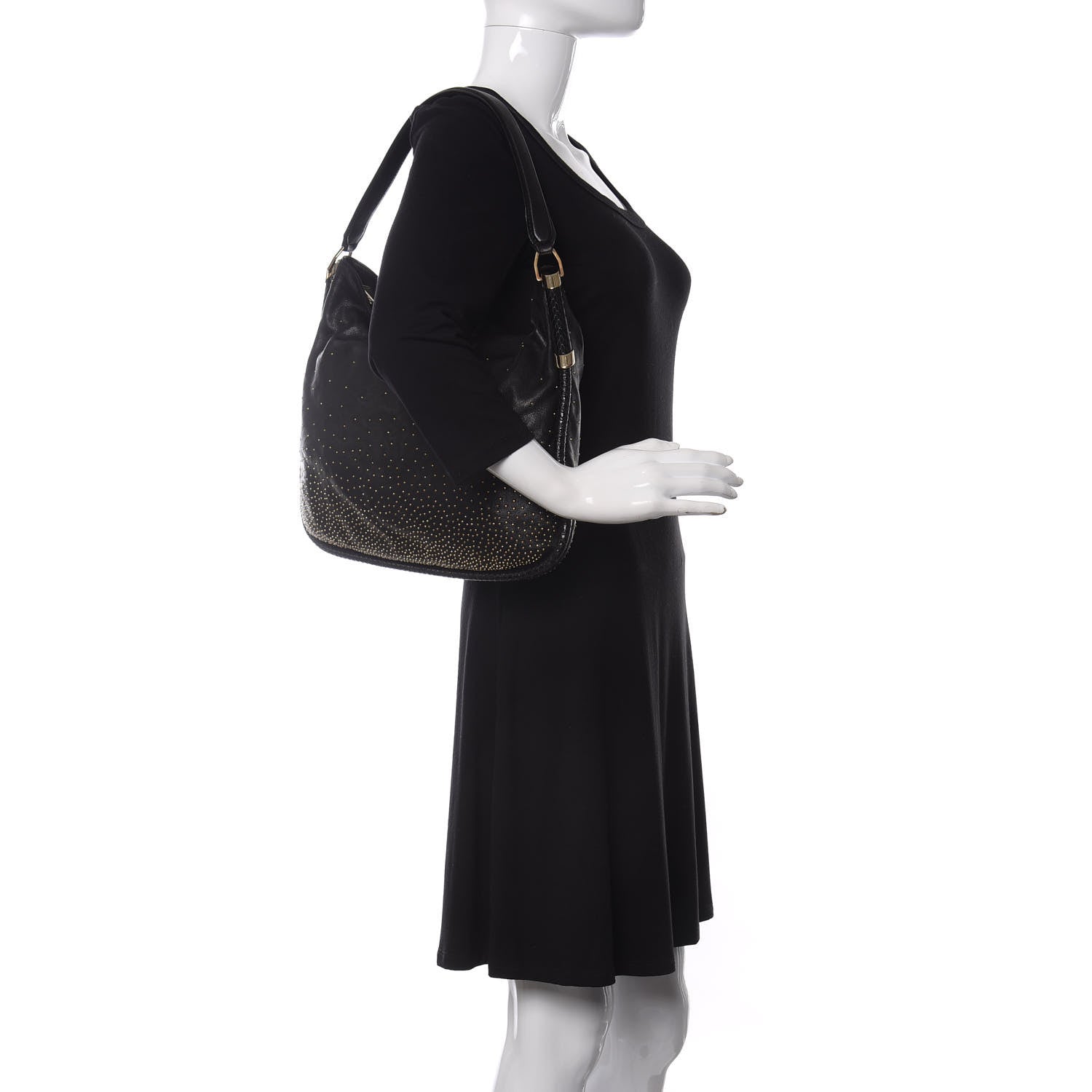 Jimmy Choo Lambskin Zoe Studded Hobo Black 2 of 15