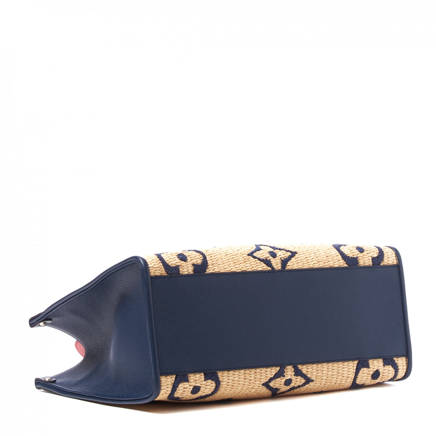 Raffia Calfskin Monogram Giant Onthego MM Blue