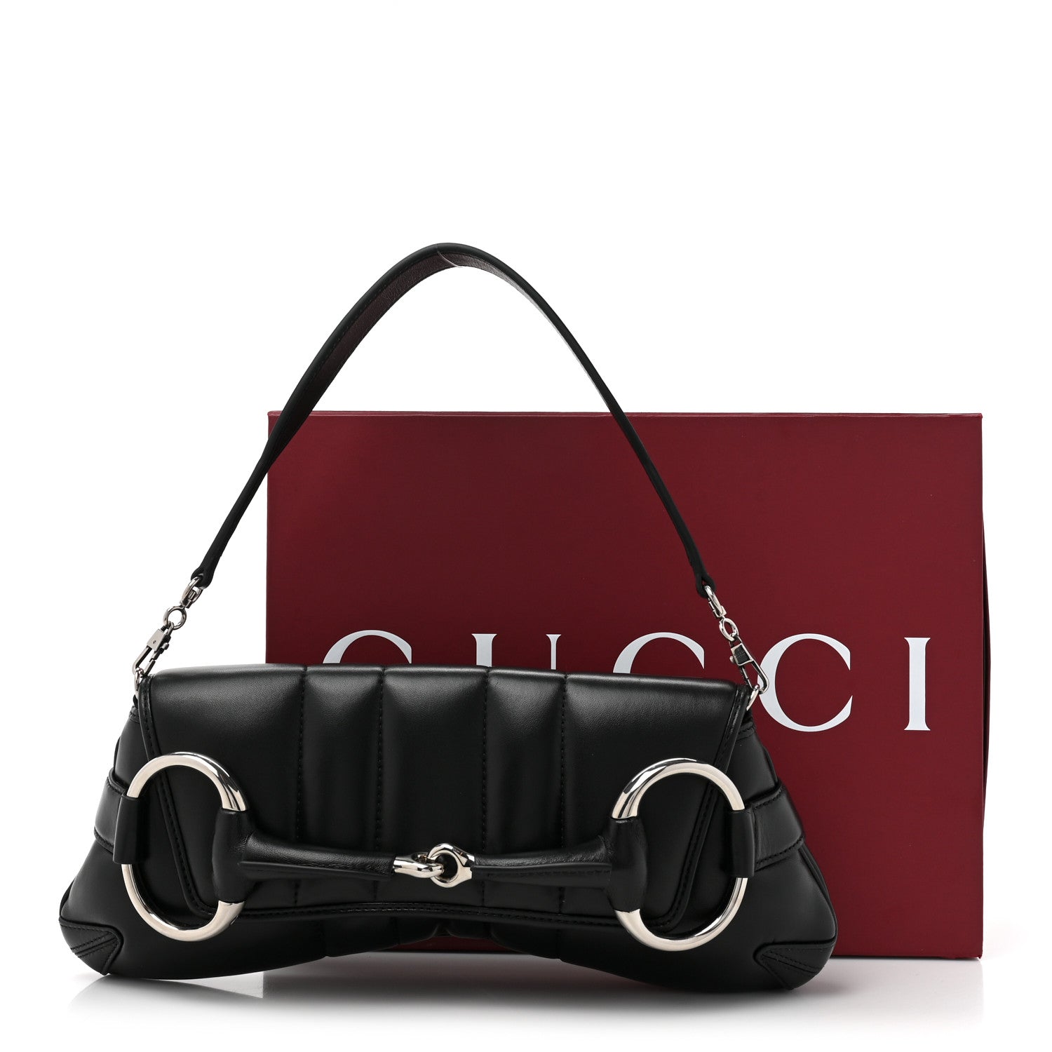 Gucci Nappa Vertical Matelasse Medium Maxi Horsebit Chain Shoulder Bag Black 11 of 11