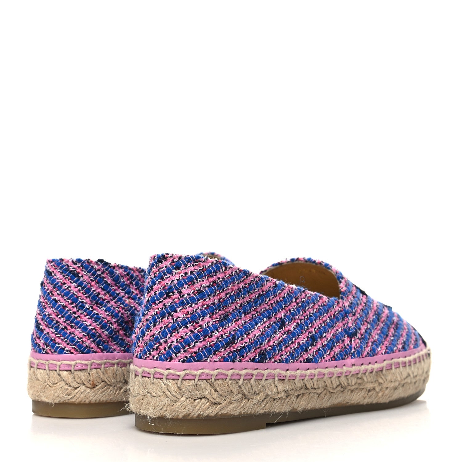 Chanel Tweed Grosgrain CC Espadrilles 40 Blue Pink Black White 4 of 9