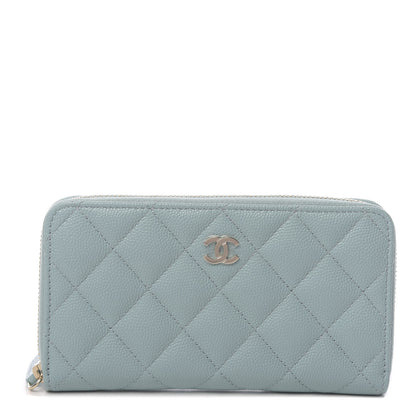 Chanel Caviar Quilted Medium Zip Around Wallet Light Blue 1 of 9
