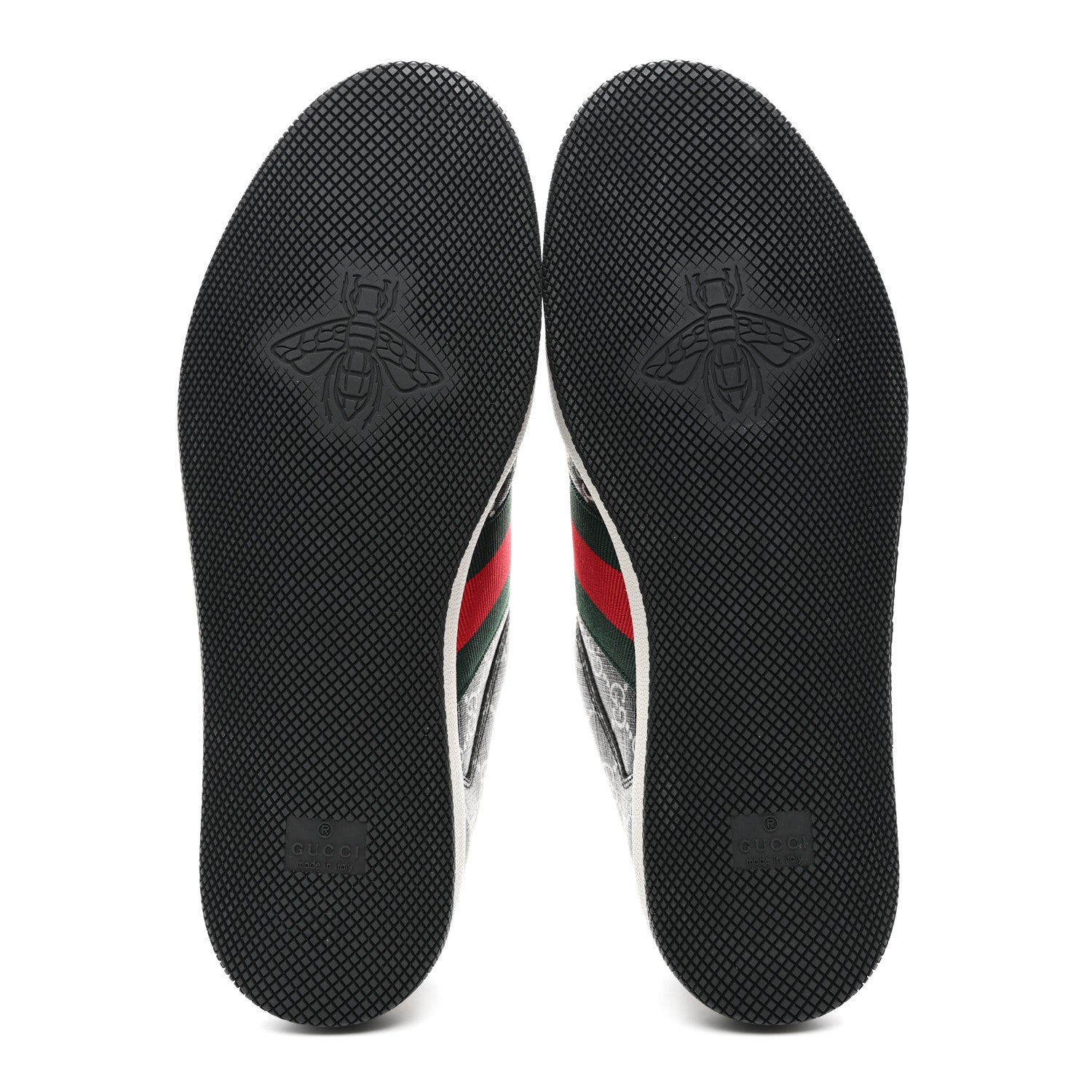Gucci GG Supereme Monogram Miro Soft Calfskin Web Mens Screener Sneakers 8.5 Black Grey Sky 5 of 9