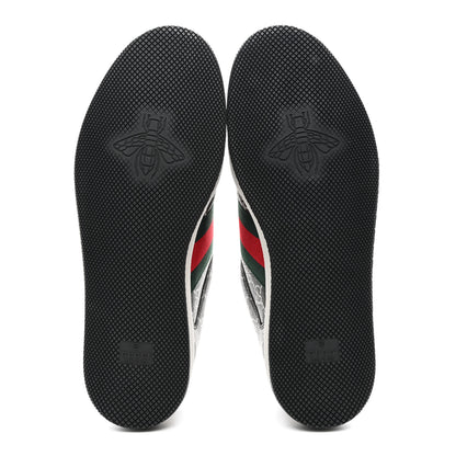 Gucci GG Supereme Monogram Miro Soft Calfskin Web Mens Screener Sneakers 8.5 Black Grey Sky 5 of 9