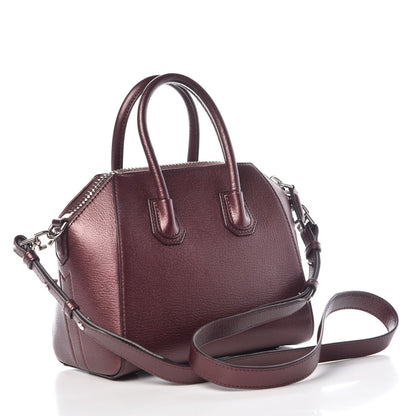 Givenchy Metallic Sugar Goatskin Mini Antigona Oxblood 3 of 14