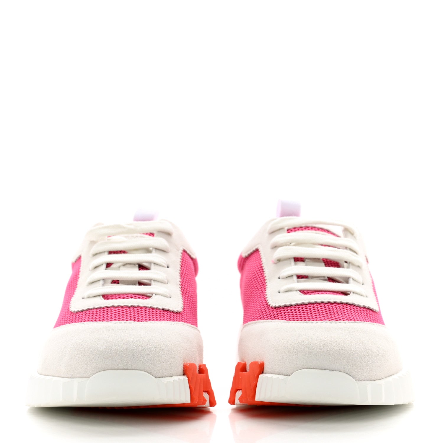 Hermes Air Mesh Suede Goatskin Bouncing Sneakers 40 Rose Multicolor 2 of 9