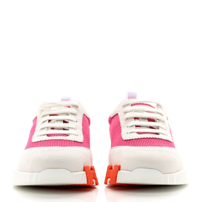Hermes Air Mesh Suede Goatskin Bouncing Sneakers 40 Rose Multicolor 2 of 9
