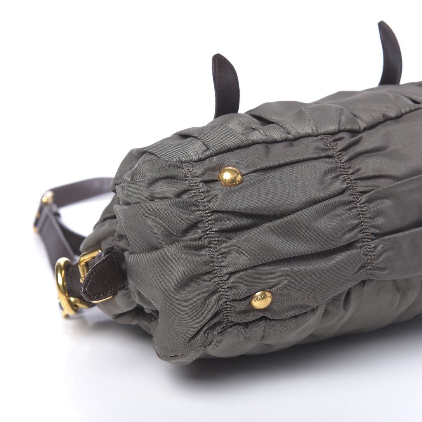 Tessuto Nylon Gaufre Shopping Satchel Fumo