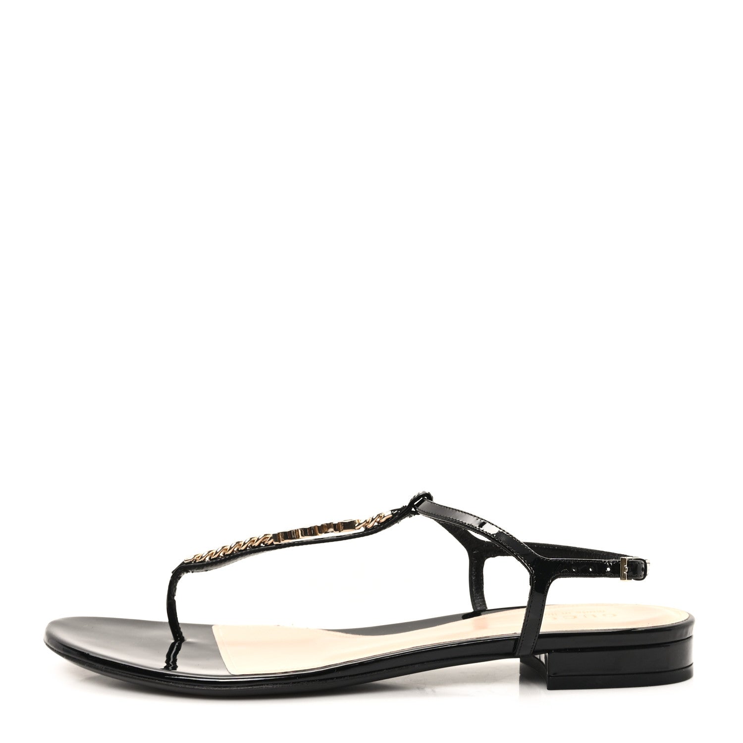 Gucci Patent Signoria Thong Sandals 40 Black 1 of 9