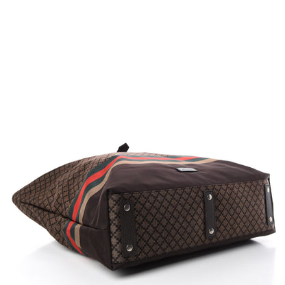 Gucci Nylon Diamante Web Buckle Tote Brown 4 of 9