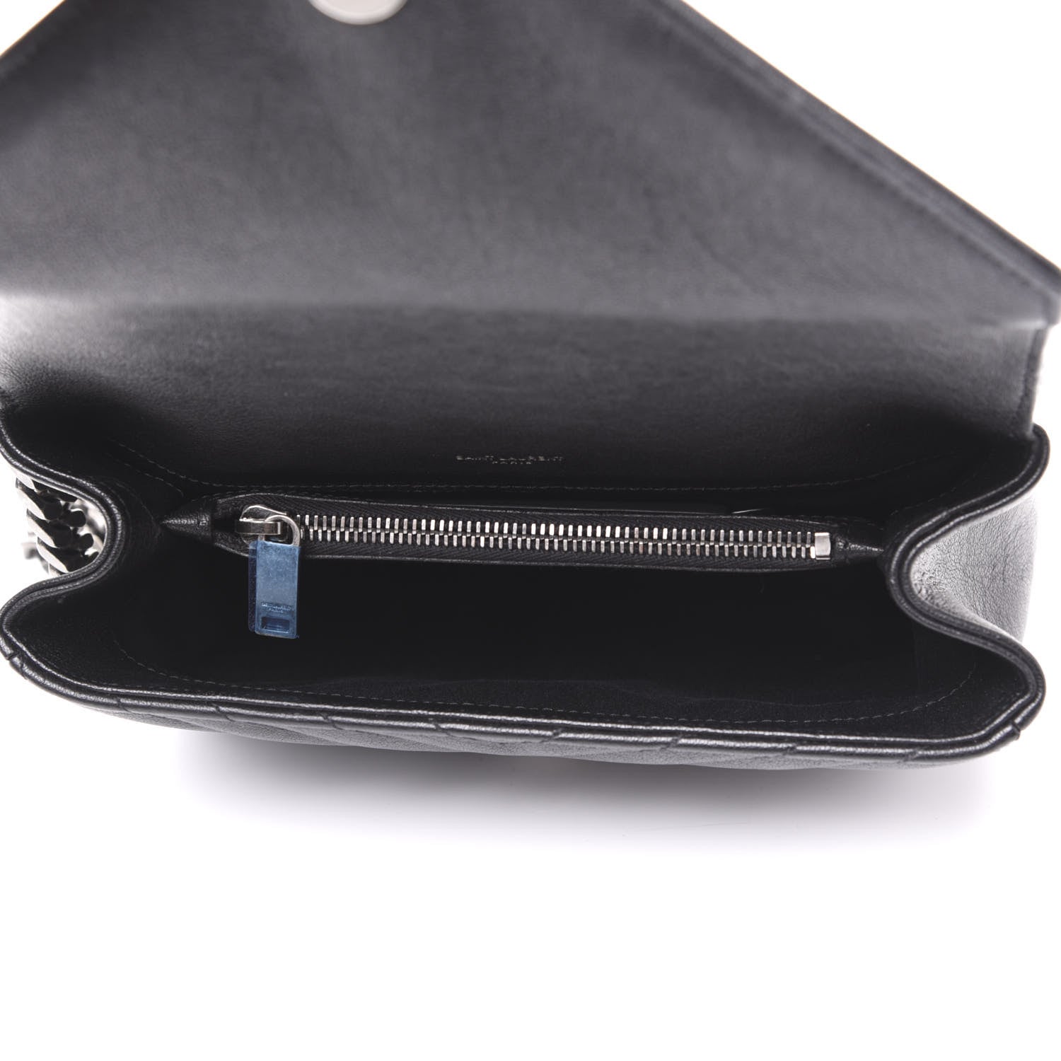 Saint Laurent Sheepskin Matelasse Chevron Monogram Medium College Bag Black 4 of 8