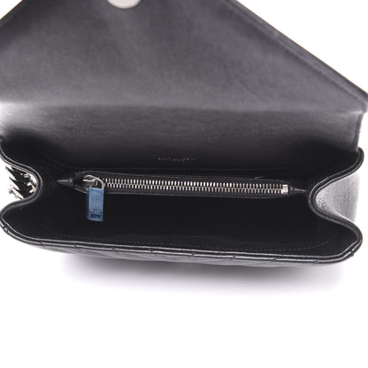 Saint Laurent Sheepskin Matelasse Chevron Monogram Medium College Bag Black 4 of 8