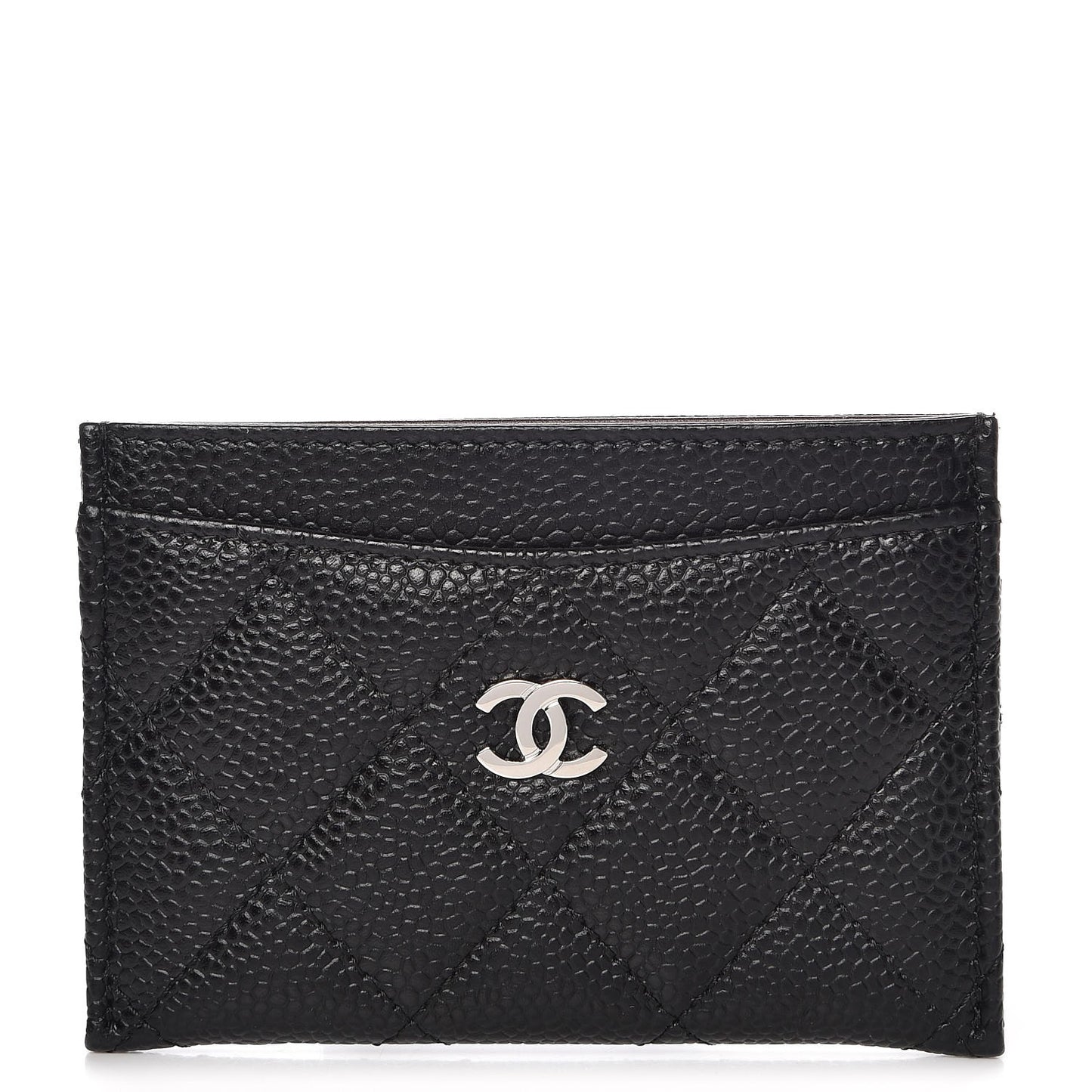 Caviar Quilted Card Holder Black