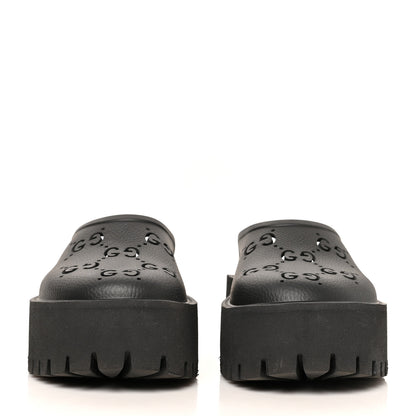 Gucci Rubber GG Monogram Perforated Elea Platform 55mm Lug Sole Sandals 39 Black 2 of 10