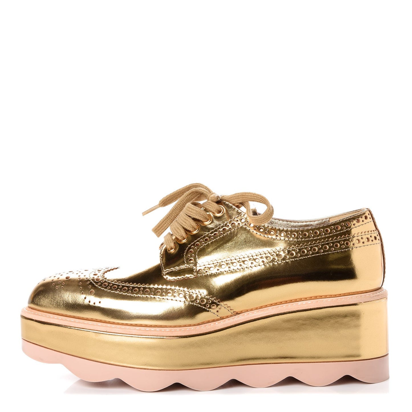 Metallic Calfskin Platform Oxfords Gold