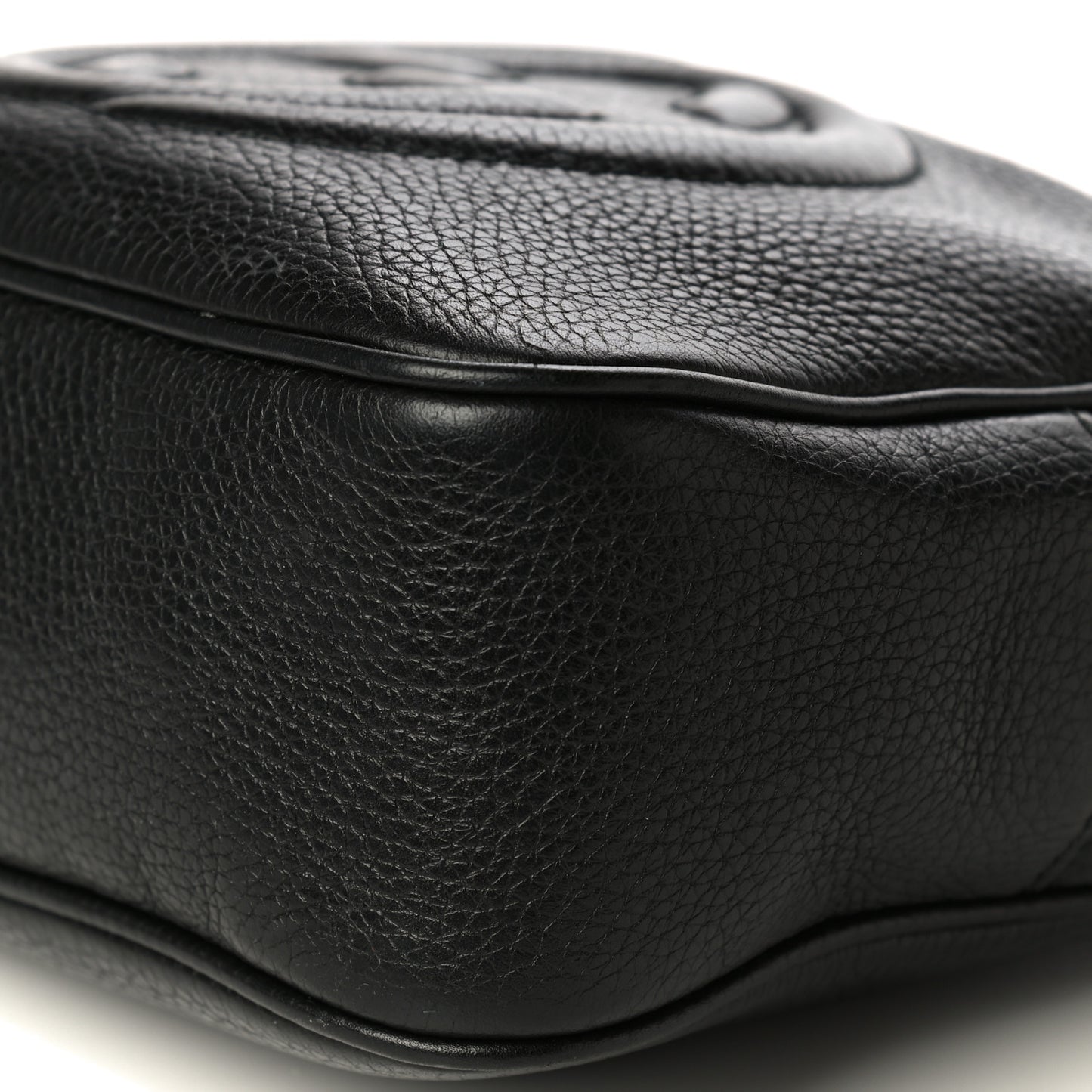 Pebbled Calfskin Small Soho Disco Bag Black