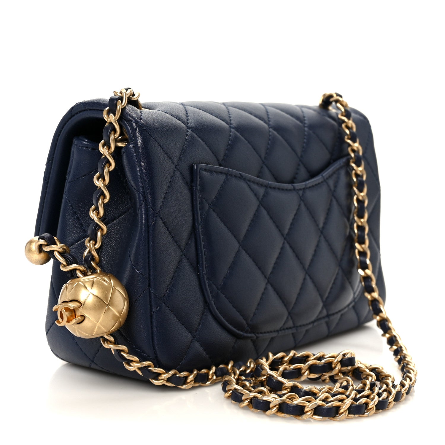 Chanel Lambskin Quilted Mini Pearl Crush Rectangular Flap Navy Blue 3 of 11
