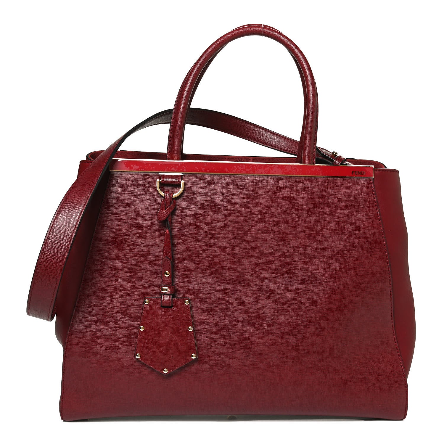 Fendi Vitello Elite Regular 2Jours Tote Rosso Scuro Ciliegia 1 of 13