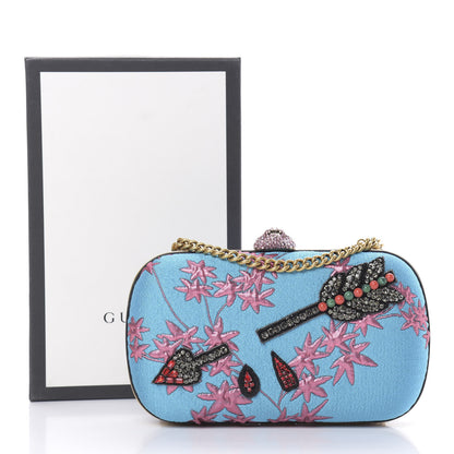 Gucci Brocade Floral Crystal Broadway Clutch Blue 11 of 11