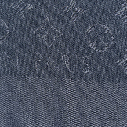 Louis Vuitton Silk Wool Monogram Denim Shawl Blue 4 of 6