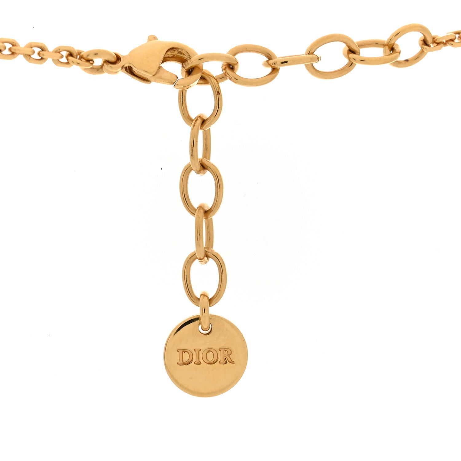 Christian Dior Metal Lacquer Crystal Night Code Necklace Gold White 4 of 5