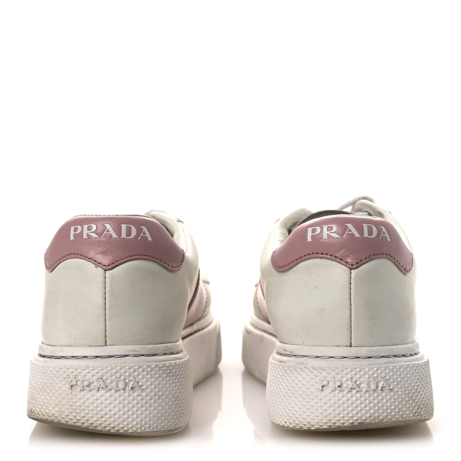 Prada Vitello Soft Logo 45mm Platform Sneakers 35.5 White Pink 6 of 15