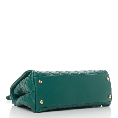 Chanel Caviar Quilted Small Coco Handle Flap Dark Turquoise 3 of 6