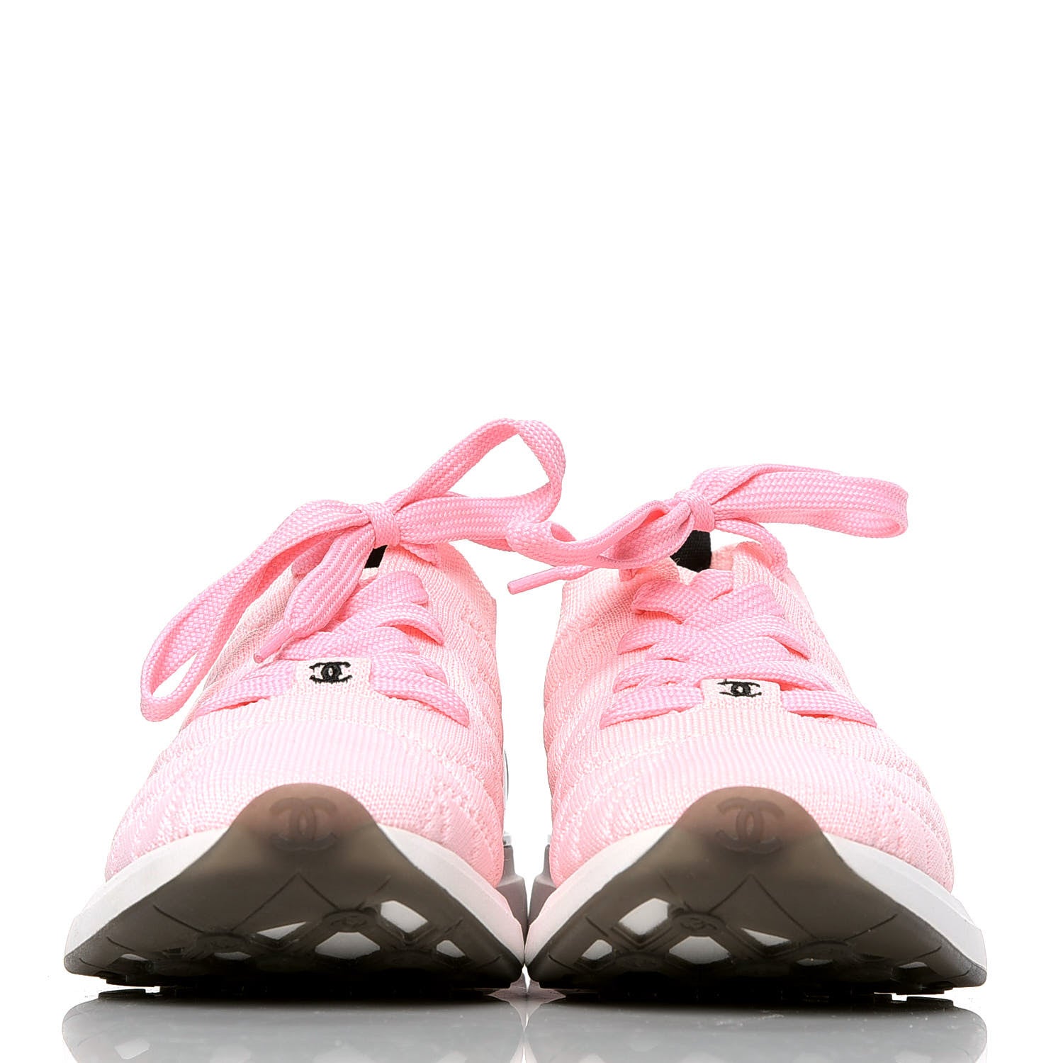 Chanel Mixed Fibers Quilted Womens CC Sneakers 39.5 Pink 2 of 4