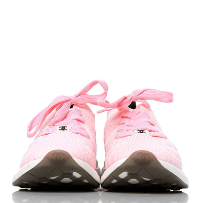 Chanel Mixed Fibers Quilted Womens CC Sneakers 39.5 Pink 2 of 4