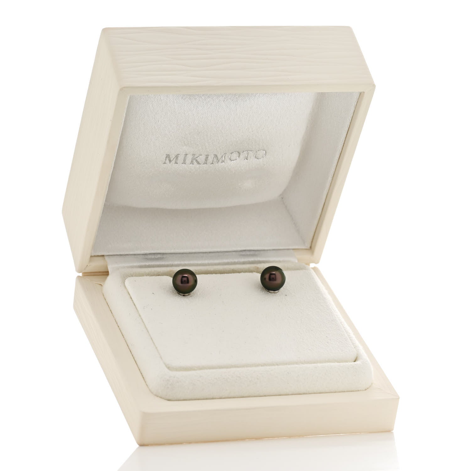 Mikimoto 18K White Gold Black South Sea Pearl 9mm Stud Earrings 5 of 5