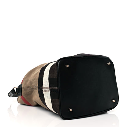 Burberry Canvas Mega Check Medium Ashby Hobo Black 5 of 9
