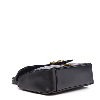 Gucci Calfskin Matelasse Small GG Marmont Shoulder Bag Black 3 of 9