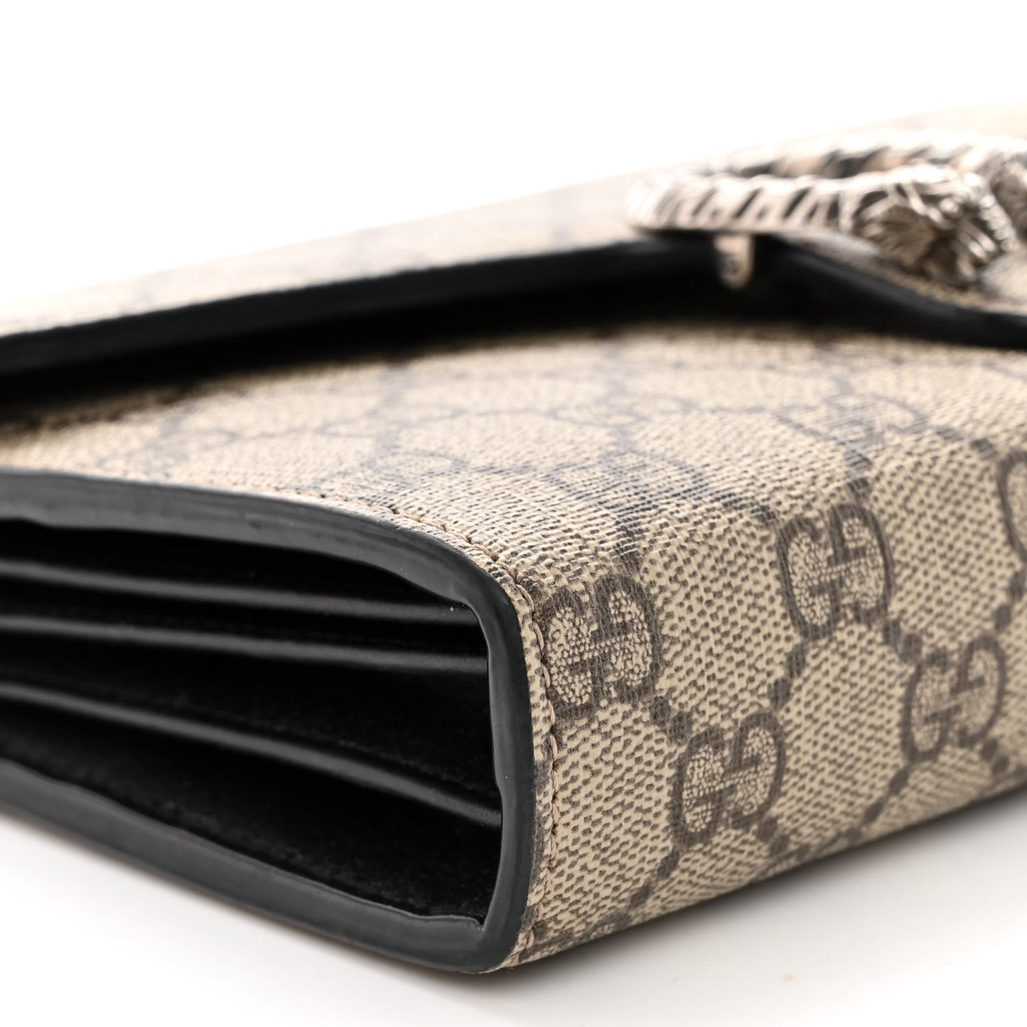 GG Supreme Monogram Mini Dionysus Chain Wallet Beige Black