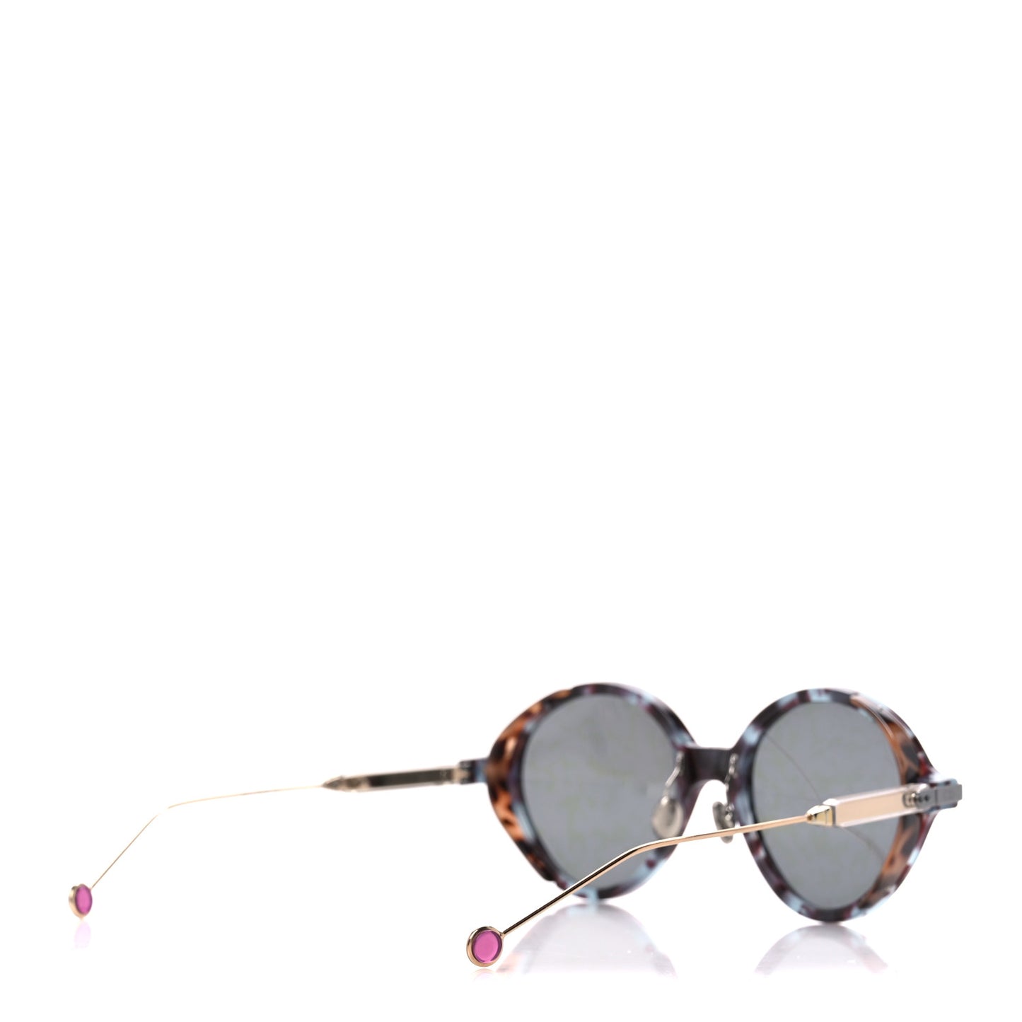 Acetate Leaf Print Umbrage Round Sunglasses Purple Foliage