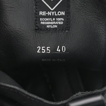 Prada Spazzolato Rois Re-Nylon Metal Triangle Logo Monolith Pouch Pocket 55mm Boots 40 Black 9 of 10
