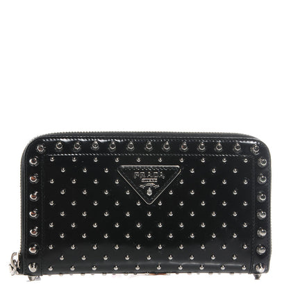 Prada Spazzolato Studded Zip Around Wallet Black 1 of 8