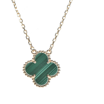 Van Cleef & Arpels 18K Yellow Gold Malachite Vintage Alhambra Pendant Necklace 5 of 9