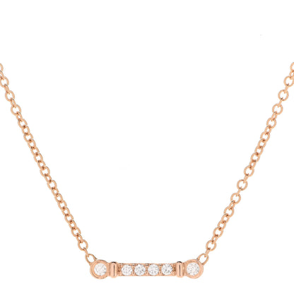 Tiffany 18K Rose Gold Diamond Fleur de Lis Key Bar Pendant Necklace 4 of 6