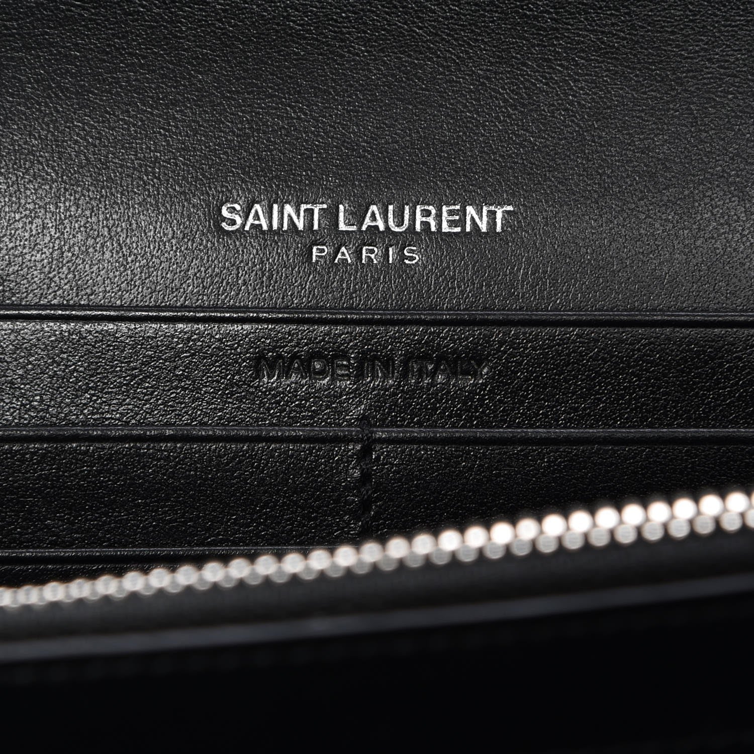 Saint Laurent Calfskin Crocodile Embossed Monogram Chain Wallet Nero Black 7 of 7