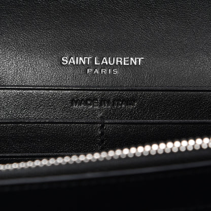 Saint Laurent Calfskin Crocodile Embossed Monogram Chain Wallet Nero Black 7 of 7