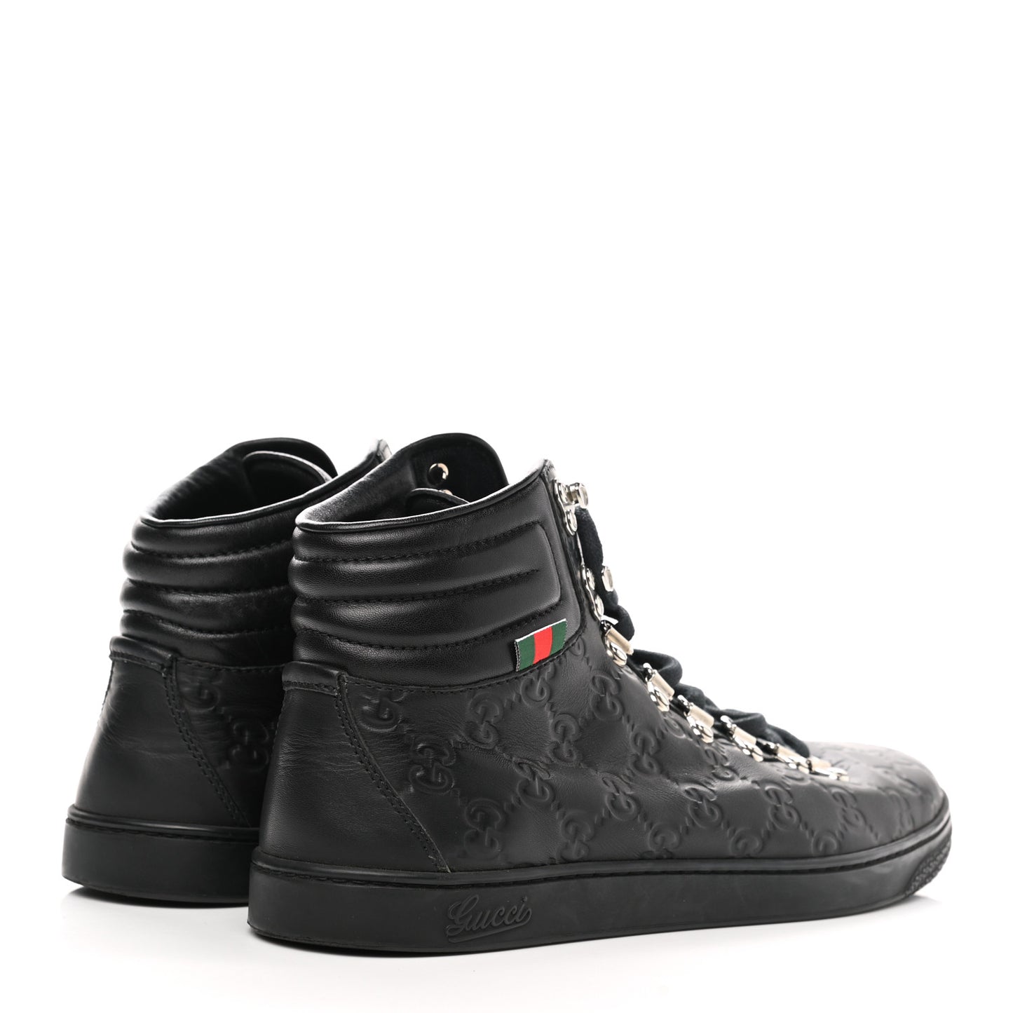 Guccissima Web High Top Sneakers 7 Black