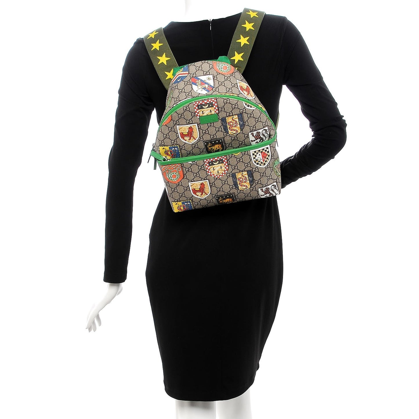 GG Supreme Monogram Children's Crests Backpack Green