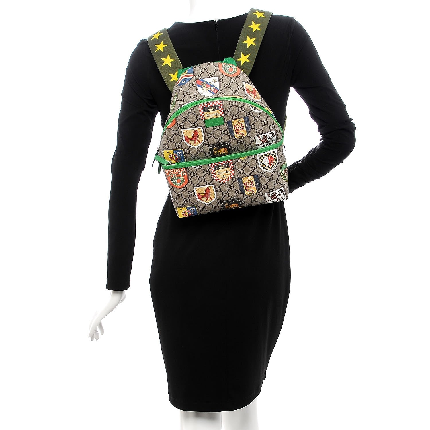 Gucci GG Supreme Monogram Children's Crests Backpack Green 2 of 9