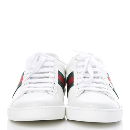 Gucci Calfskin Ayers Bee Embroidered Womens Ace Sneakers 37 White Green 2 of 9