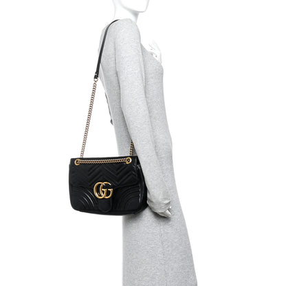 Gucci Calfskin Matelasse Medium GG Marmont Shoulder Bag Black 2 of 10